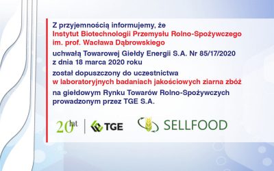 Laboratoryjne badania jakościowe ziarna zbóż na TGE S.A.