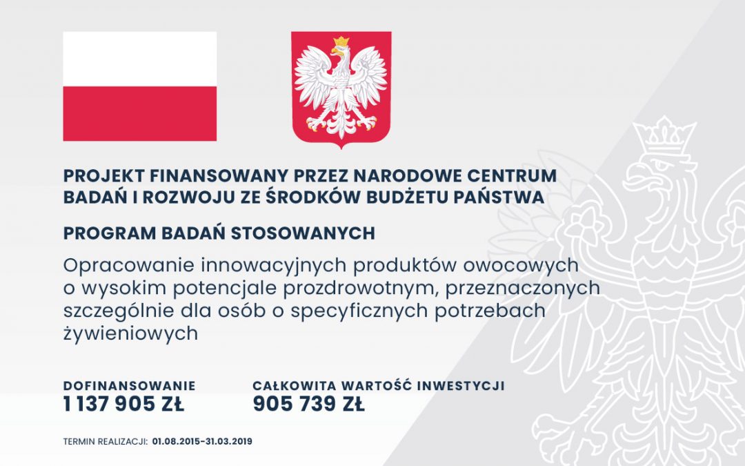 Opracowanie innowacyjnych produktów owocowych o wysokim potencjale prozdrowotnym, przeznaczonych szczególnie dla osób o specyficznych potrzebach żywieniowych