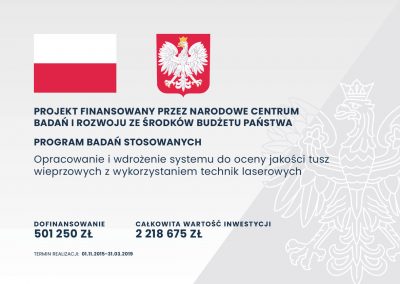 Opracowanie i wdrożenie systemu do oceny jakości tusz wieprzowych z wykorzystaniem technik laserowych