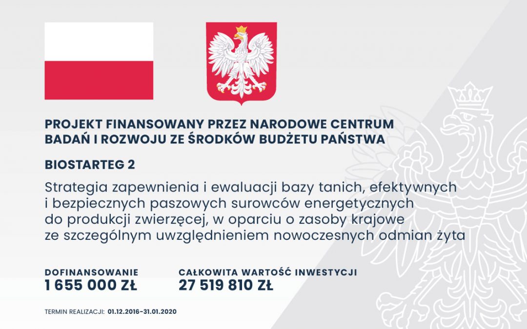 Strategia zapewnienia i ewaluacji bazy tanich, efektywnych i bezpiecznych paszowych surowców energetycznych do produkcji zwierzęcej, w oparciu o zasoby krajowe ze szczególnym uwzględnieniem nowoczesnych odmian żyta