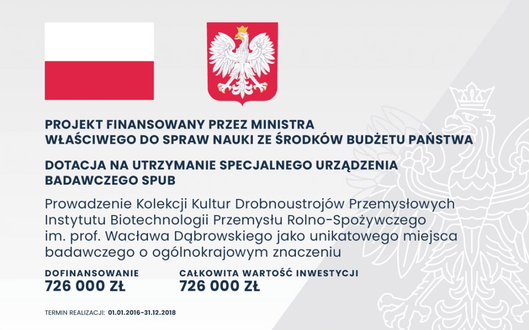 Prowadzenie Kolekcji Kultur Drobnoustrojów Przemysłowych Instytutu Biotechnologii Przemysłu Rolno-Spożywczego im. prof. Wacława Dąbrowskiego jako unikatowego miejsca badawczego o ogólnokrajowym znaczeniu