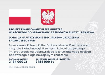 Prowadzenie Kolekcji Kultur Drobnoustrojów Przemysłowych Instytutu Biotechnologii Przemysłu Rolno-Spożywczego im. prof. Wacława Dąbrowskiego jako unikatowego miejsca badawczego o ogólnokrajowym znaczeniu