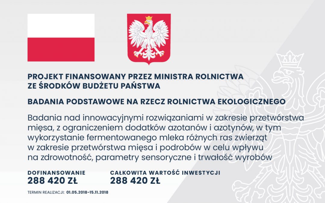 Badania nad innowacyjnymi rozwiązaniami w zakresie przetwórstwa mięsa, z ograniczeniem dodatków azotanów i azotynów, w tym wykorzystanie fermentowanego mleka różnych ras zwierząt w zakresie przetwórstwa mięsa i podrobów w celu wpływu na zdrowotność, parametry sensoryczne i trwałość wyrobów