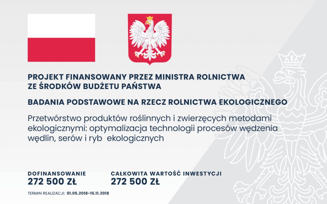 Przetwórstwo produktów roślinnych i zwierzęcych metodami ekologicznymi: optymalizacja technologii procesów wędzenia wędlin, serów i ryb  ekologicznych