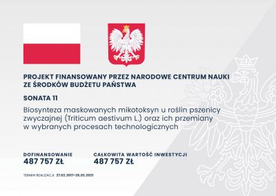 Biosynteza maskowanych mikotoksyn u roślin pszenicy zwyczajnej (Triticum aestivum L.) oraz ich przemiany w wybranych procesach technologicznych