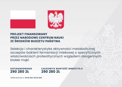 Selekcja i charakterystyka aktywności metabolicznej szczepów bakterii fermentacji mlekowej o specyficznych właściwościach proteolitycznych względem alergennych białek mąki