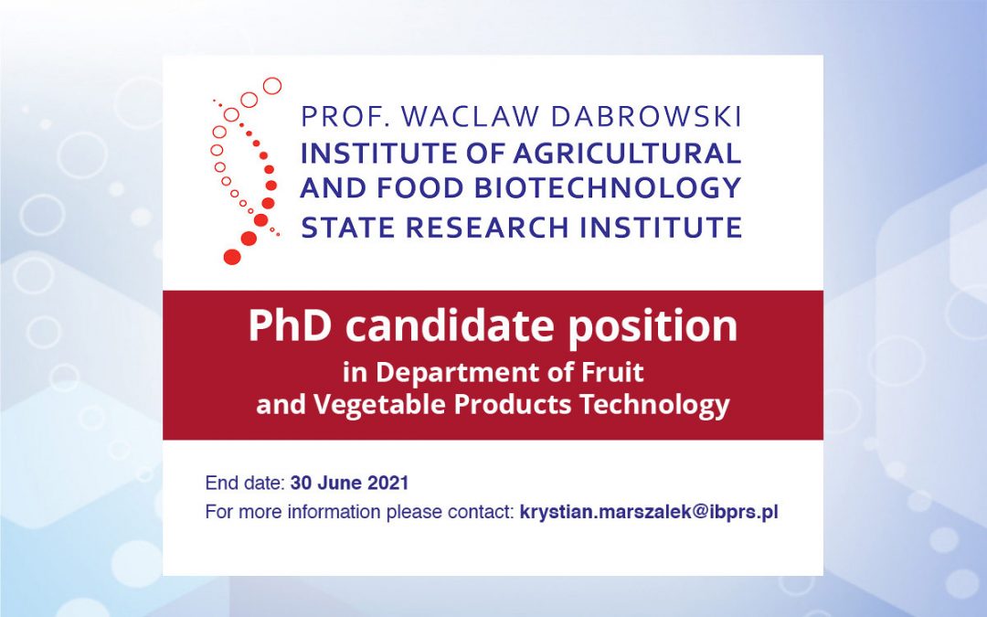 PhD candidate position in Department of Fruit and Vegetable Products Technology