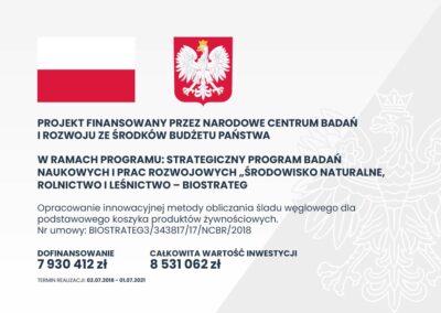 BIOSTRATEG – Opracowanie innowacyjnej metody obliczania śladu węglowego dla podstawowego koszyka produktów żywnościowych