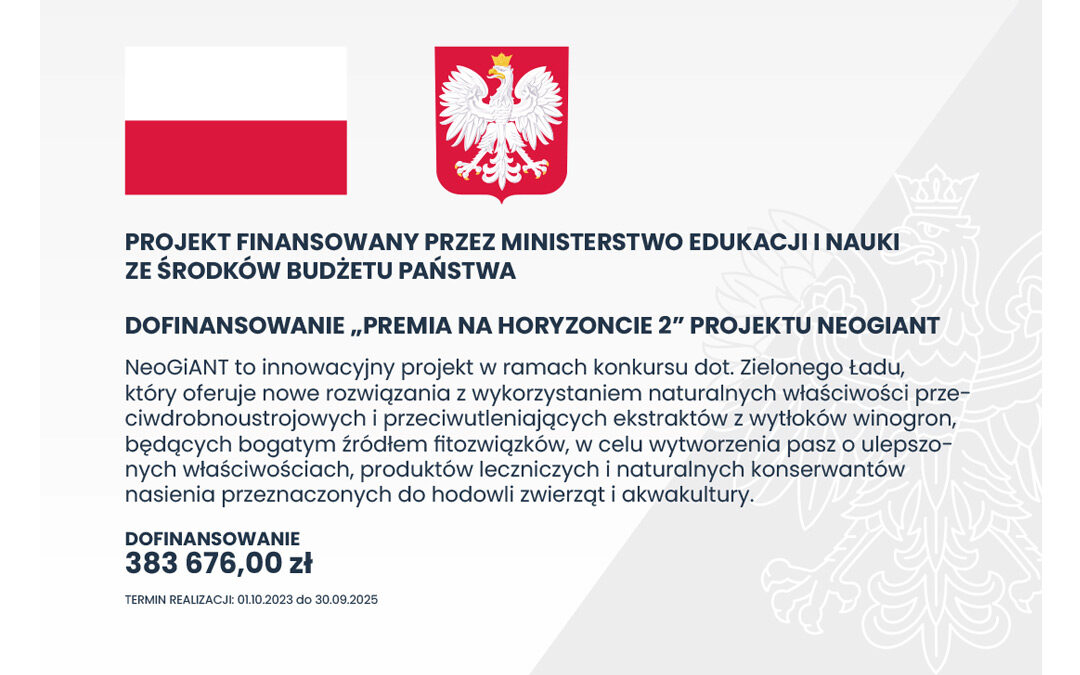 Dofinansowanie projektu NeoGIANT „Premia na Horyzoncie 2”