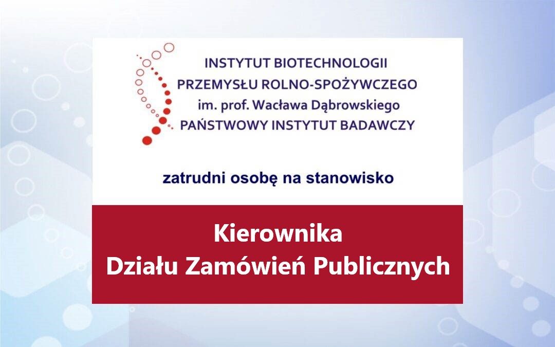 Praca – Kierownik Działu Zamówień Publicznych