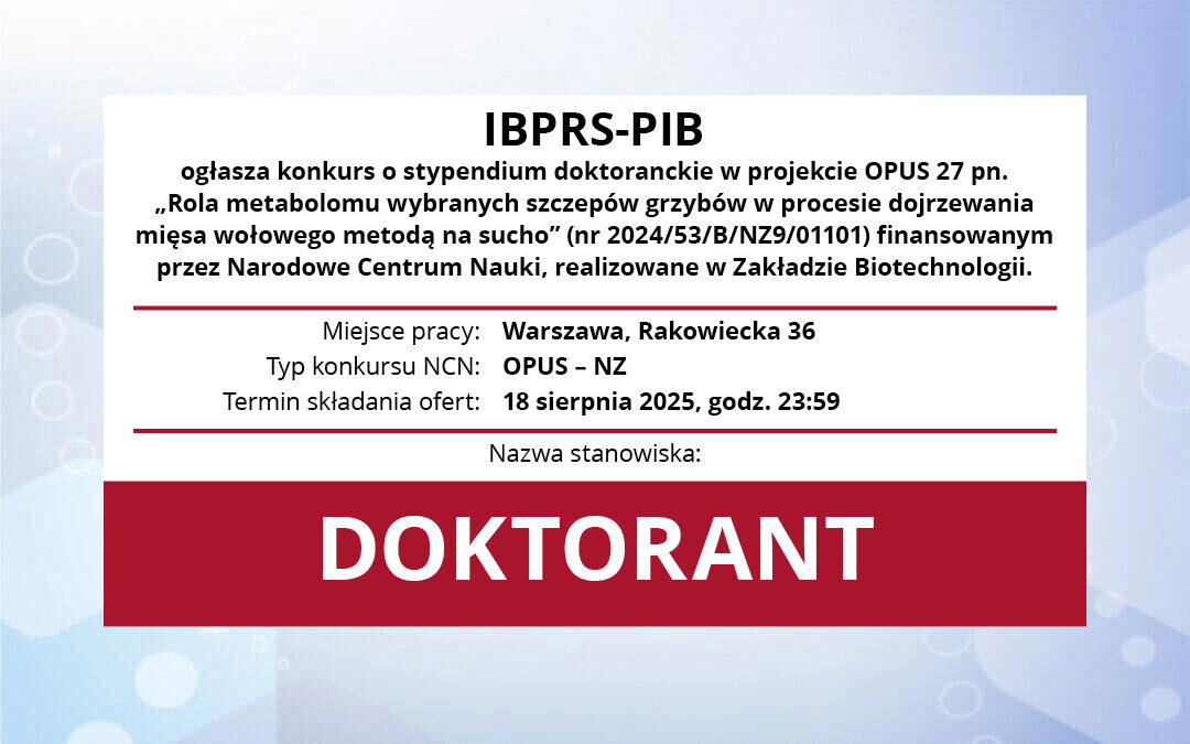 Konkurs o stypendium doktoranckie w projekcie NCN OPUS 27