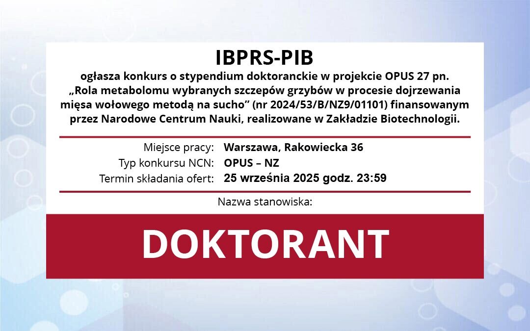Konkurs o stypendium doktoranckie w projekcie NCN OPUS 27
